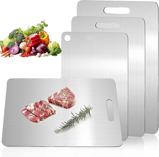 Tavano Titanium Cutting Board,Katuchef Titanium Cutting Board,Titanium Cutting Boards for Kitchen,Non toxic Doubld-Side Durable Chopping Boards, Easy to Clean and Store(3PCS-S+M+L)