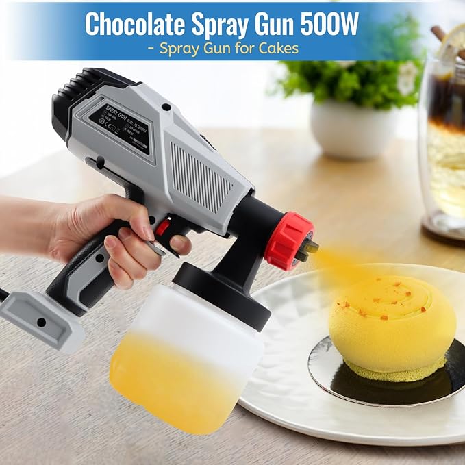 Chocolate Spray Gun,500W DIY Baking Cake Airbrush Coloring Gun,Cake Decorating Tools Sandblasting Machine for and Dessert, Grey,Silver