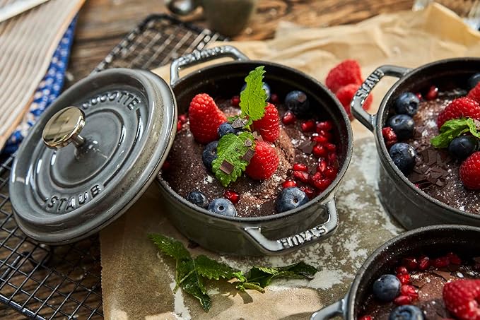 Staub Cast Iron 0.5-qt Round Cocotte - Graphite Grey, Made in France