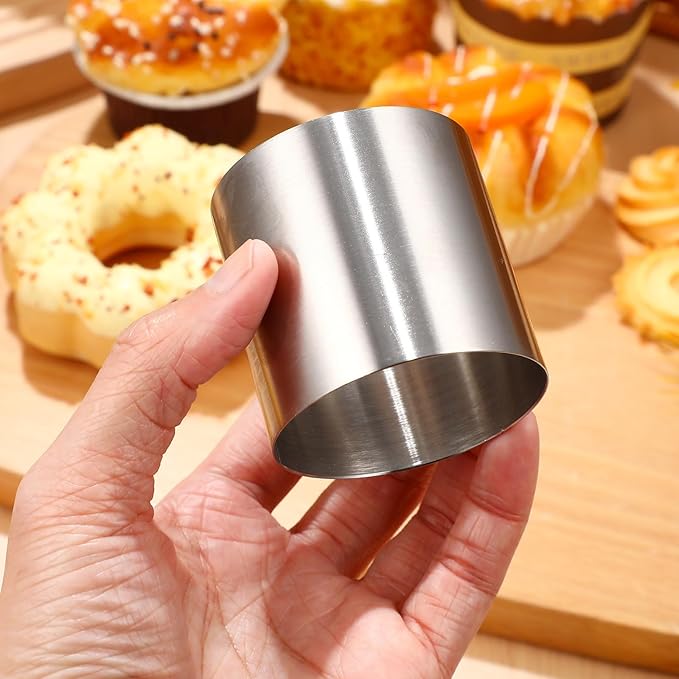 UPKOCH 16-Piece Stainless Steel Cake Ring Set - 2-Inch Mini Round Molds for Mousse, Sushi, Rice Balls, Non-Stick Baking Molds & Dessert Tools (Silver)