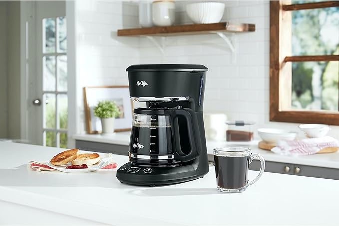 MR. COFFEE 12-Cup Programmable Coffeemaker, Brew Now or Later, Black