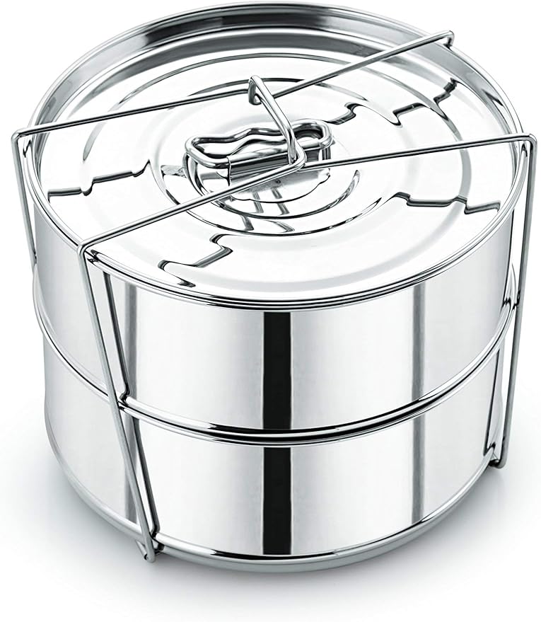 Stackable Stainless Steel Insert Pans - Inserts for Instant Pot - Pan for Instapot - Accessories for Instant Pot- FITS 6 QT and Above - Single Size - Pressure Cooker Steamer Pan Accessories