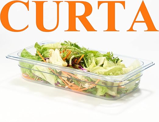 CURTA 6-Pack 1/3 Size 2.5" Deep NSF Polycarbonate Food Pans | Dishwasher & Freezer Safe Clear Container for Prep Tables, Buffet, Salad Bar, Commercial & Home Kitchen