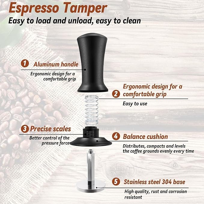 22 PCS Espresso Accessories Kit，53mm Coffee Tamper Set ，Barista Kit - with Frothing Pitcher WDT Tool Stirrer Tamper Mat Coffee Stencils Latte Art Pen Fits for54mm Portafilters