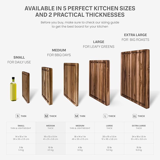 Teakhaus Cutting Board - Small (S) Wood Cutting Board with Juice Groove - Holiday Gift Ideas for Men and Women - Gift-Ready, Reversible, Edge Grain Wood, Knife Friendly - FSC Certified