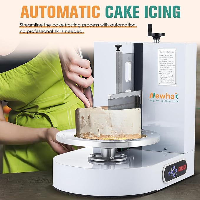 Newhai Automatic Cake Spreading Machine Electric Cake Decorating Machine Cream Smoothing Coating Machine 110V US for 4-12 inch Cakes