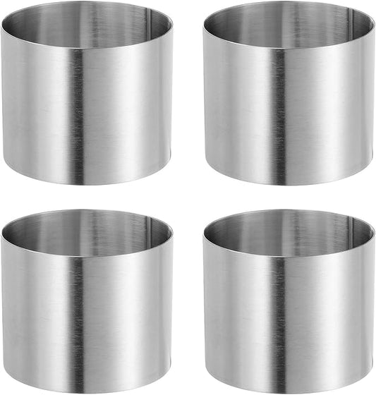 HARFINGTON 4PCS Round Cake Ring 2.36 x 2 Inch Seamless Stainless Steel Pastry Mousse Dessert Ring Mirror Coating for Baking Cooking Making Tool