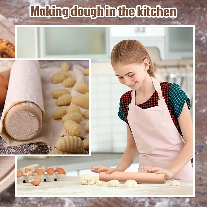 Patelai 30 Pieces Small Wooden Rolling Pin, Dumpling Dough Roller Wooden Mini Rolling Pins Kitchen Utensil Tool for Fondant, Pasta, Bread, Pastry, Cookies, Pizza, Pie, Cylinder Style, 6.3 Inch