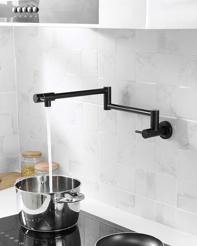 Pot Filler Faucet Matte Black Commercial Wall Mount Stove Faucet Wall Mount Pot Filler Facuet