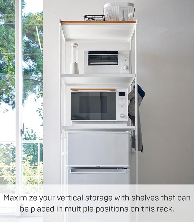 YAMAZAKI Home Tower Kitchen Appliance Storage Rack Metal Shelving Unit - Standing Organizer Heavy Duty Shelves, 67" - Steel