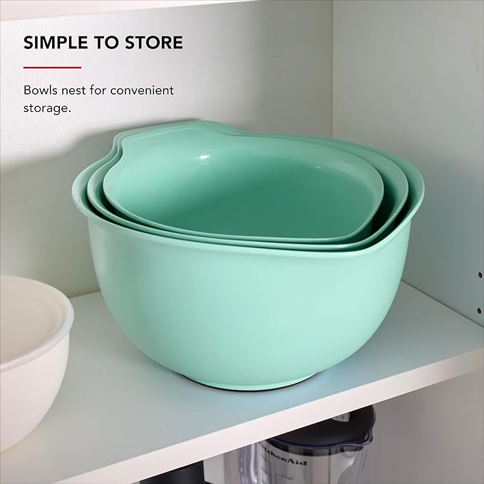 KitchenAid Universal Nesting Plastic Mixing Bowls, Set of 3, Spearmint