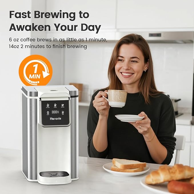 Single Serve Coffee Maker for K-Cup Pod and Grounds, Hot and Iced Coffee Maker, Strong Button Feature, 6 to 14oz Brew Sizes, 50oz Removable Reservoir, Fit 6.5" Mugs, Stainless Steel, White