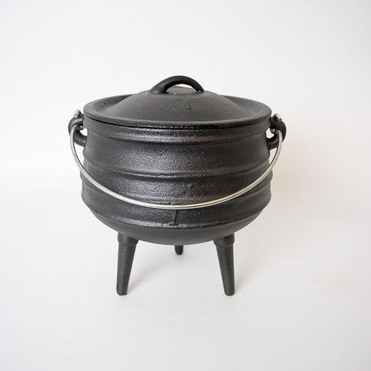 Lehman's Campfire Cooking Kettle Pot - Cast Iron Potje Dutch Oven with 3 Legs and Lid, 8 inch, 3 Quart