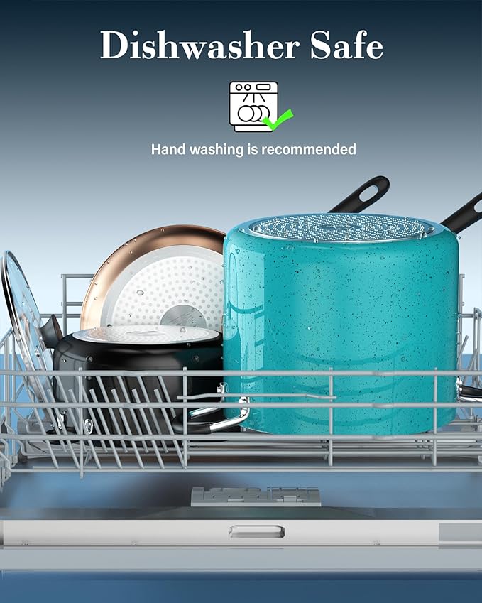 Cook N Home Nonstick Stockpot with Lid 6-Quarts, Professional Cooking Soup Pot, Casserole Cookware, Turquoise