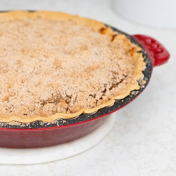 Lehman's Extra Deep Pie Pan, Enamel Coated Cast Iron Bakeware with Crimped Edges and Handles, 10.25 inches