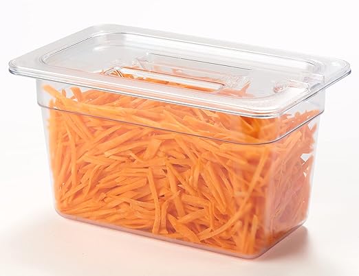 CURTA 6 Pack NSF Notched Food Pan Cover, 1/4 Size Clear Polycarbonate Lid with Handle for Commercial Food Pan, Dishwasher & Freezer Safe Plastic Clear