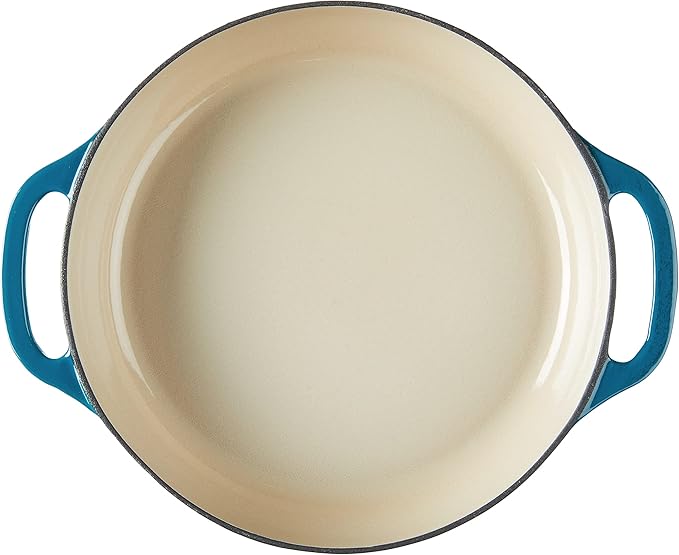 Lodge 3.6 Quart Enameled Cast Iron Casserole with Lid – Dual Handles – Oven Safe up to 500° F or on Stovetop - Use to Marinate, Cook, Bake, Refrigerate and Serve – Cornflower Blue