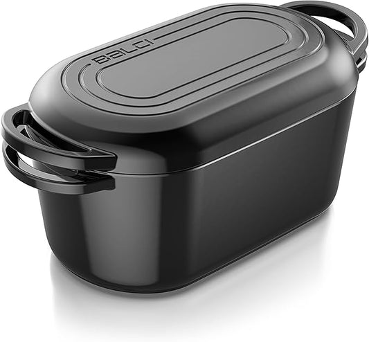 Enameled Dutch Oven - 3.5 Qt Cast Iron Pot with Lid - Bread Pan for Sourdough Bread Baking, Slow Cooker, Dual Handles, Great for Roasting & Cooking, Premium Bakeware