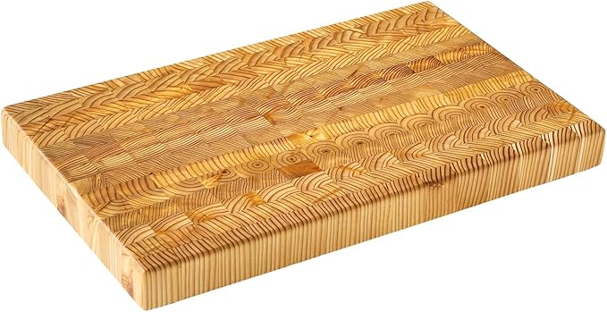 Larch Wood Canada End Grain Small Cutting Board, Standard Line, Handcrafted for Professional Chefs & Home Cooking, 17-3/4" x 11" x 1-1/2"