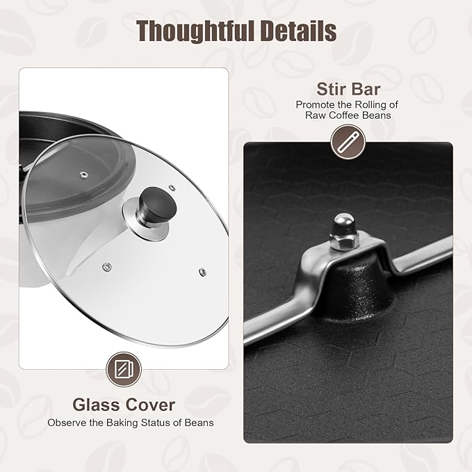 Coffee Roaster Machine, 800W Electric Home Coffee Bean Baker Adjustable Temperature 1.1LBS Coffee Bean Roasting Baking Machine Nut Peanut Cashew Chestnuts Roasting Machine for Cafe Shop/Home