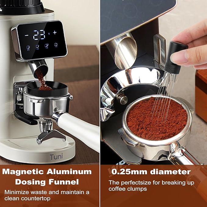 Espresso Accessories Kit 58mm, Coffee Tamper with Spring Loaded Calibration, 316 Stainless WDT Tool with Magnetic Stand and Dosing Funnel Set Fits Espresso Machine Press and 58mm Portafilters