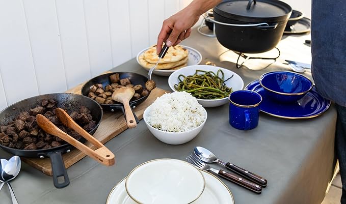 GSI Outdoors Guidecast 12” Frying Pan | Lightweight Cast Iron Frying Pan for Camping, Cabin and Home Kitchen