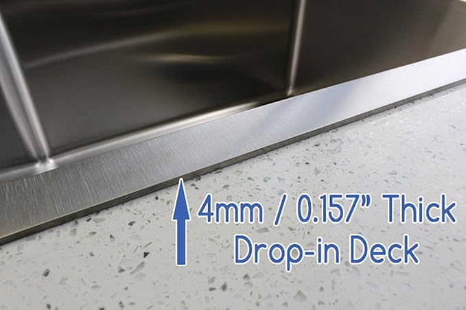 CozyBlock 36 Inches 16-Gauge Stainless Steel Topmount Drop-in Single Bowl Kitchen Sink in Brushed Stainless Steel Finish with Silicon Dishrack and Strainer