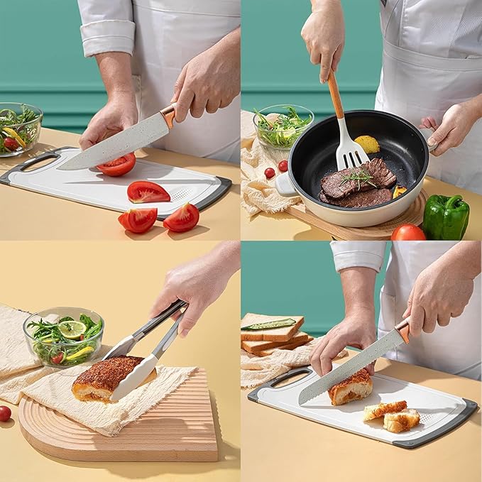 Kitchen Utensils Set,Caliamary 19 PCS Cooking Utensils Set with 360° Rotating Holder,Non-Stick Heat Resistan Kitchen Tools and Gadgets with Anti-slip Handle,Silicone One-Piece Molding (White)