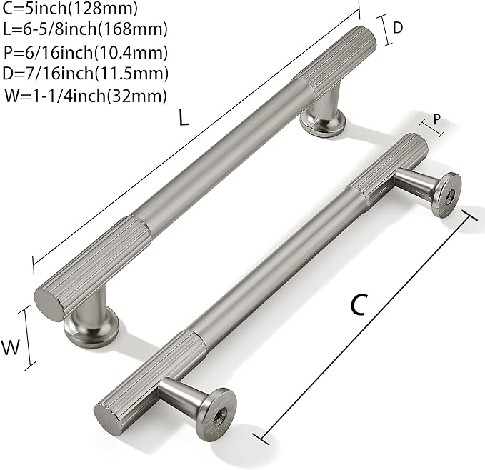 khtumeware 5 Inch Hole Center 10 Pack Brushed Satin Nickel Cabinet Pulls, Kitchen Drawer Handles, for Dresser cabinets, cabinets, Door cabinets, Hardware