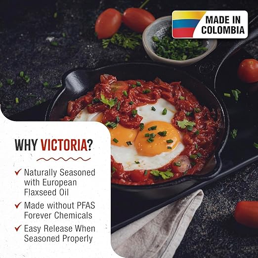 Victoria 6.5-Inch Cast Iron Skillet, Pre-Seasoned Cast-Iron Frying Pan with Long Handle, Made in Colombia