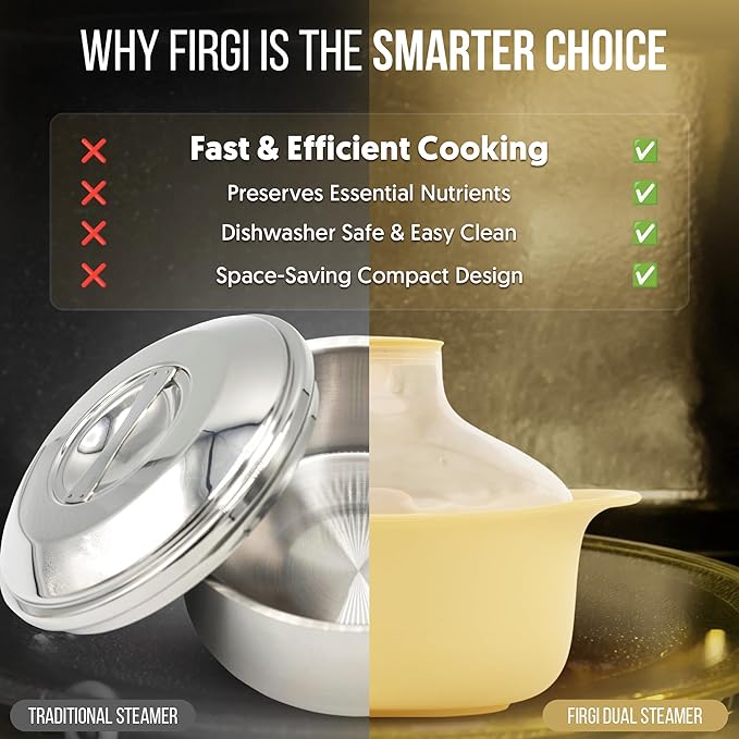48oz Platinum Silicone 3 Compartmented Microwave Steamer Pot with Handle & Lid - Korean 100% Food-Grade Steamer Bowl, Heat-Resistant Cooker with Steam Holes, Easy Clean, Dishwasher Safe, Yellow