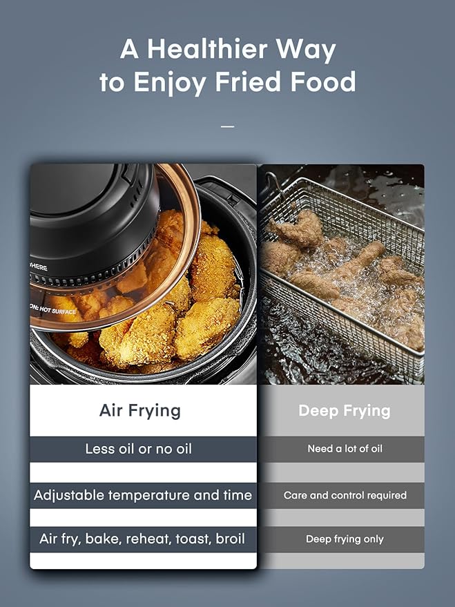 Air Fryer Lid for Instant Pot 6Qt/8Qt, 7 in 1 with LED Touchscreen, Turn Your Pressure Cooker Into in Seconds, Air Fryer Accessories and Recipe Cookbook Included