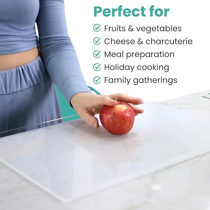 Acrylic Cutting Board with Counter Lip, 17x13 Inch Large Clear Cutting Board for Countertop, Non-Slip Acrylic Board, Kitchen Prep, Counter Protector, Kitchen Essentials & Gadgets