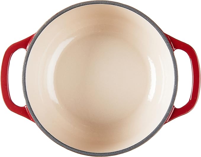 Lodge 1.5 Quart Enameled Cast Iron Dutch Oven with Lid – Dual Handles – Oven Safe up to 500° F or on Stovetop - Use to Marinate, Cook, Bake, Refrigerate and Serve – Red