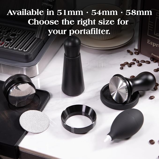 7 PCS Espresso Accessories Kit: 51mm Espresso Tamper, Coffee Distributor, Puck Screen, Dosing Funnel and WDT Tool, Premium Espresso Tool Set Fits Delonghi 51mm Machines and Portafilter