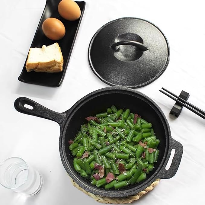 2 Quart Cast Iron Sauce Pan with Lid, Handle and Handlesleeve Small Cast Iron Pot Kitchen Cookware for All Cooktops Making Pasta Sauce, Soup, Milk