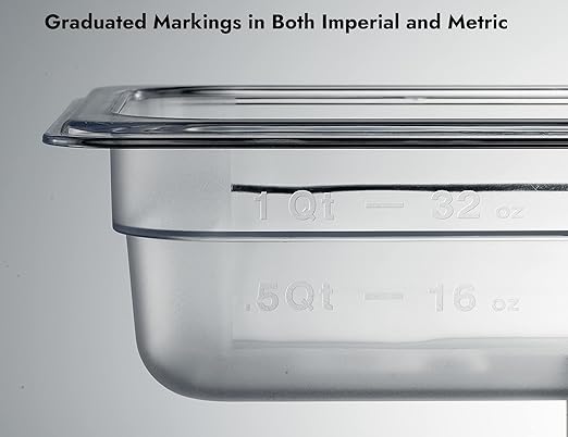 CURTA 6-Pack 1/4 Size 2.5" Deep NSF Polycarbonate Food Pans | Dishwasher & Freezer Safe Clear Container for Prep Tables, Buffet, Salad Bar, Commercial & Home Kitchen