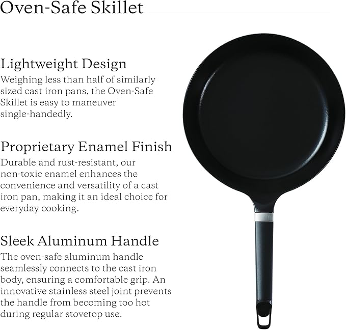 Vermicular Oven-Safe Skillet with Stainless Steel Lid | 24cm Deep (9.4”) | Aluminum Handle | Lightweight Enameled Cast Iron Pan with Non-Toxic Enamel Finish | Induction-compatible | Made in Japan