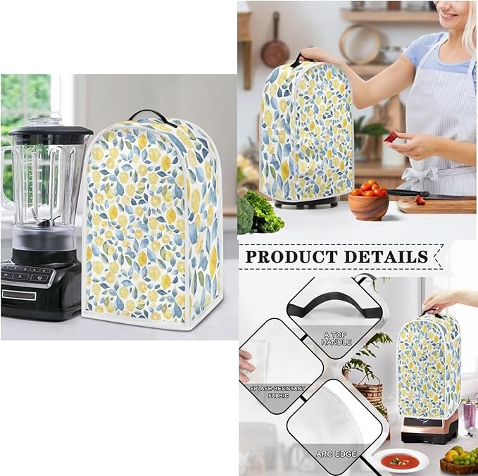 Summer Themed Toaster Covers 2 Slice Wide Slot,Lemon Blender Covers Washable Dust Cover Kitchen Appliance Slow Cooker Crock Pot Cover for Summer Decor (Yellow)