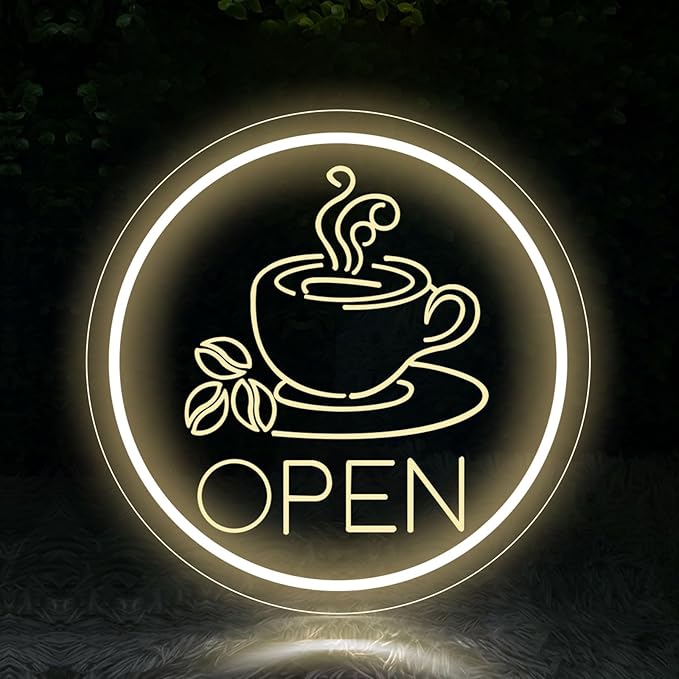 Coffee Open Neon Sign Business Open Lights for Cafe Shop Home Bar Wall Decor USB Powered Light Up Sign Cafe Corner Decor Gift for Coffee Lovers