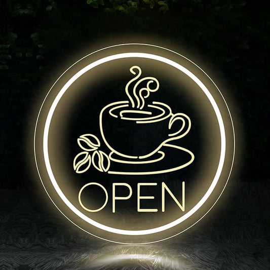 Coffee Open Neon Sign Business Open Lights for Cafe Shop Home Bar Wall Decor USB Powered Light Up Sign Cafe Corner Decor Gift for Coffee Lovers