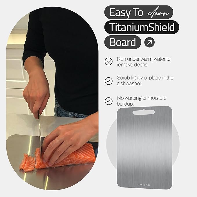 Original Tivano TitaniumShield Cutting Board, Odor and Stain Resistant, Dishwasher Safe, Heat & Scratch Proof