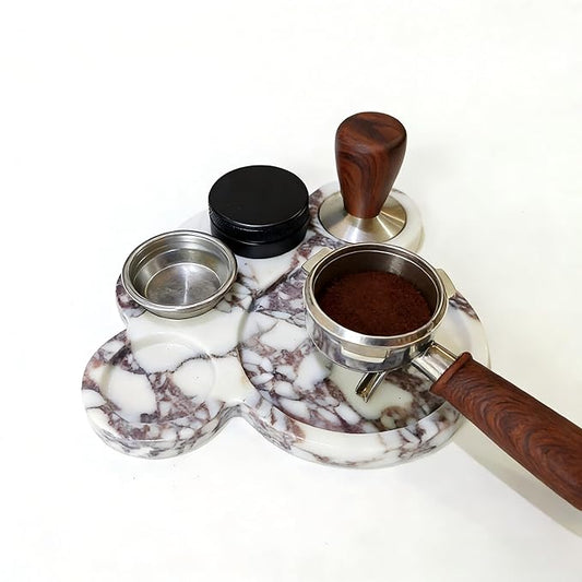 Cat Paw Marble Coffee Tamper Stand, White and Purple Veined, Espresso Accessories Holder (white)
