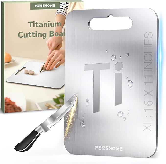Titanium Cutting Board for Kitchen, Cutting Board Double Sided Food Grade, Chopping Boards with Handle, Dishwasher Safe, Cutting Boards For Meats, Fruits, Vegetables (16x11in)