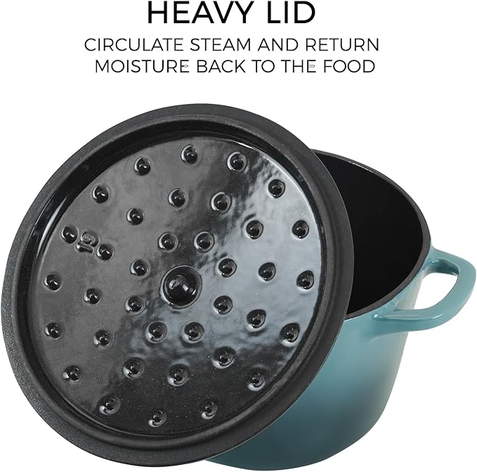 Dutch Oven Pot with Lid 1.8 qt Cast Iron Dutch Oven for Bread Baking Slateblue Enameled Cast Iron Rice Pot with Handels