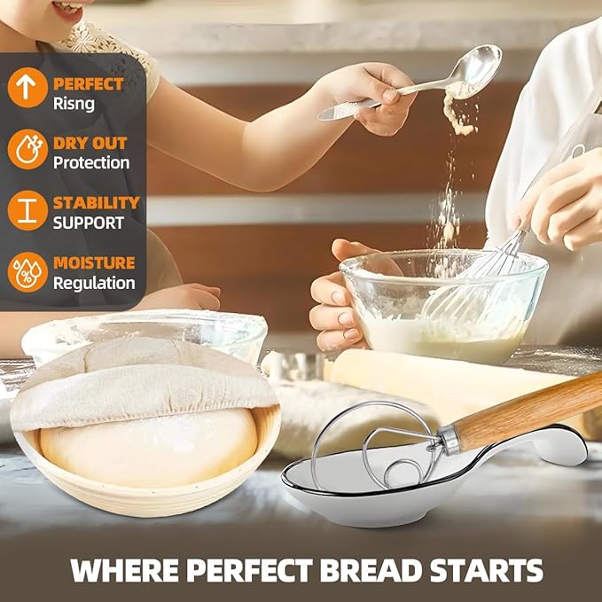 5QT Cast Iron Dutch Oven with Lid and with Double Handle for Bread Baking,Cast Iron Skillet Cooking Pan Heat Resistant,Non-Stick, Includes Bread Baking Supplies and Cleaning Brush.