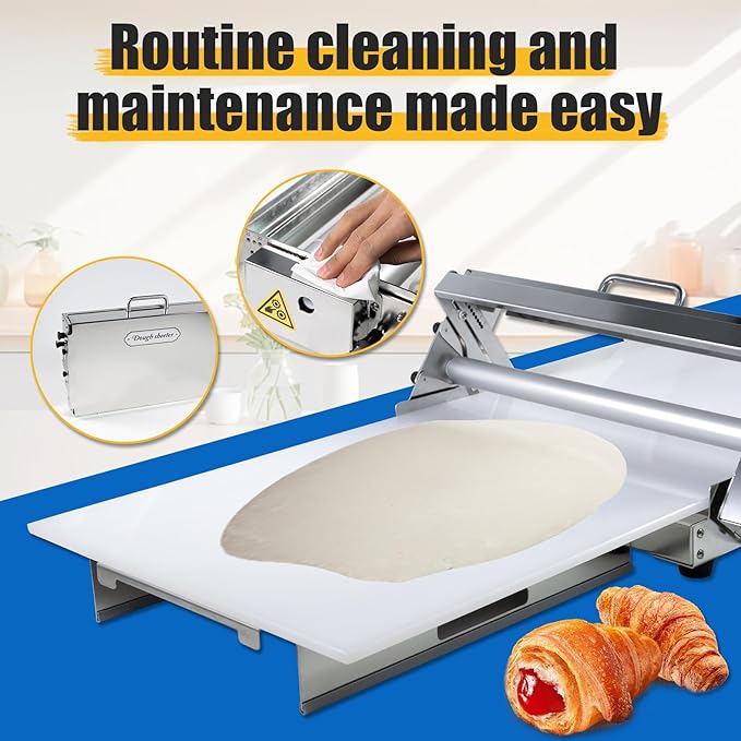 Folding Dough Sheeter (15.5")，Dough Sheeter，Manual Dough Sheeter，Commercial Dough Roller Sheeter，55 thickness options，Suitable for pizza, croissants, puff pastry, Stainless Steel（1 Rolling Boards）
