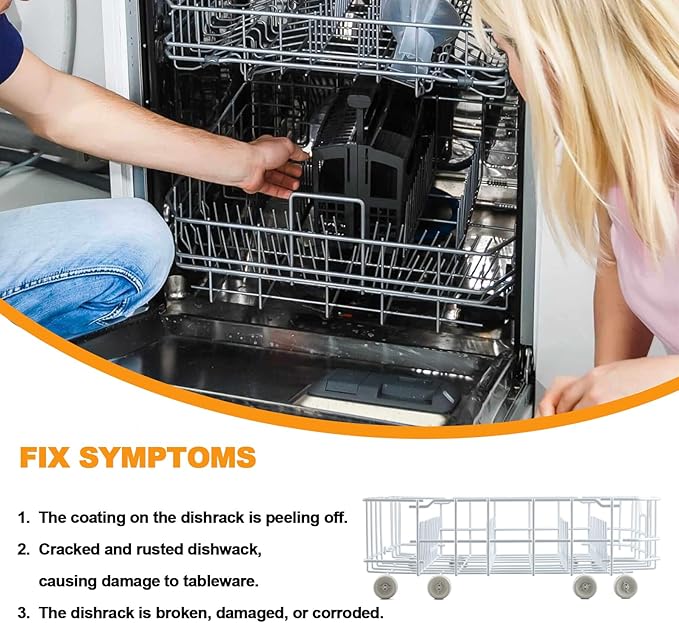 Upgraded WD28X10384 Dishwasher Lower Rack Replacement Parts for GE Dishwasher Parts Bottom Rack GLD5600V00BB GLD4560R00SS GE Dishwasher Rack Lower Dishrack Assembly Bottom Dish Rack 8 Rollers