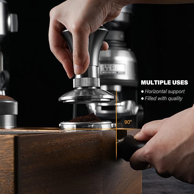 Coffee Knock Box | Fits 58mm Portafilter Holder | Tamping Station & Distributor Stand | Large Wood Espresso Container | Espresso Accessories for Coffee Bar