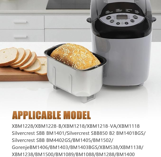 Bread Machine Pan Replacement, Liner Mixing Bread Bucket with Kneading Paddle, Fits for Bread Maker BM1403, Universal Bread Pan Accessories Part
